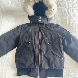 Moose Knuckles kids unisex Black Puffer Jacket with Fur Trim